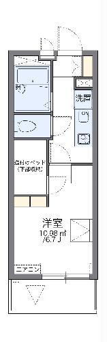 レオパレスエムズシティ(1K/1階)の間取り写真