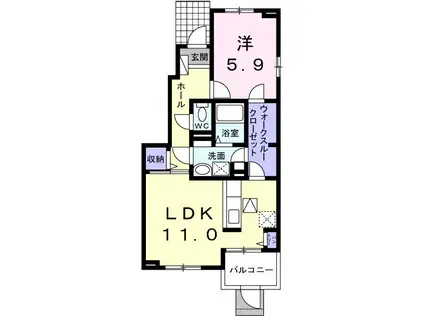 フレッシュ リジェⅡ(1LDK/1階)の間取り写真