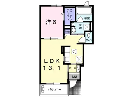 オベリスⅠ(1LDK/1階)の間取り写真