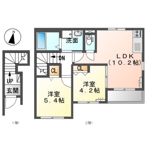 グランデⅡ(2LDK/2階)の間取り写真
