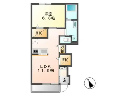 ラメール ヴィラ(1LDK/1階)の間取り写真