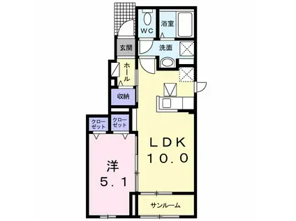 トーサムポロⅠ(1LDK/1階)の間取り写真