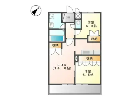IMAGINE Ⅱ(2LDK/2階)の間取り写真