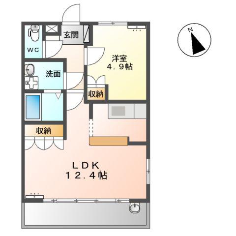 メイ・フルールⅠ(1LDK/1階)の間取り写真