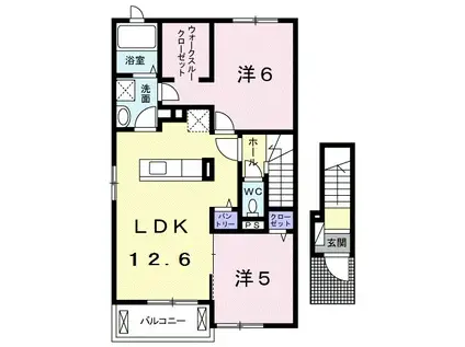 ココ・クレールⅠ(2LDK/2階)の間取り写真