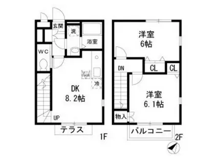 オーポワール北鎌倉(2DK)の間取り写真