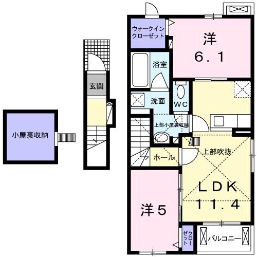 アンソレイエⅤ(2LDK/2階)の間取り写真