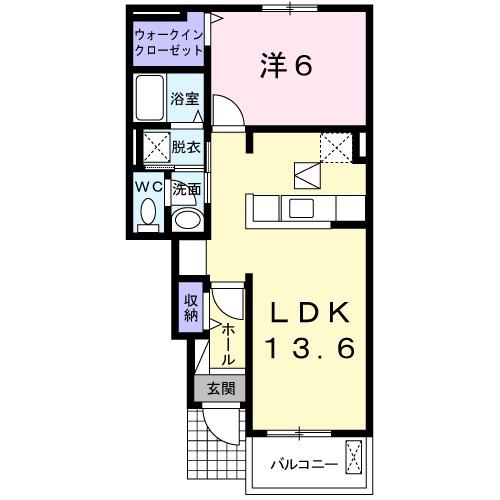 エレガンス三島(1LDK/1階)の間取り写真