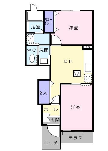 アンフィニⅢ(2DK/1階)の間取り写真