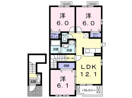 シャルム(3LDK/2階)の間取り写真