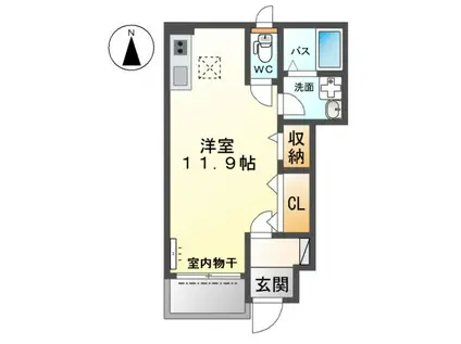 CALMLY(ワンルーム/1階)の間取り写真