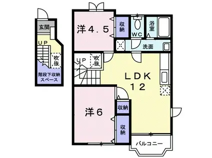 グリーンコートみずほB(2LDK/2階)の間取り写真