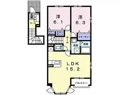 ケープ Ⅱ(2LDK/2階)の間取り写真