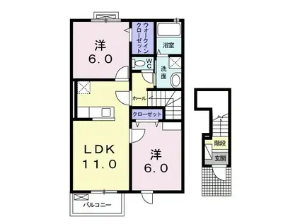 サンガーデン和泉伍棟(2LDK/2階)の間取り写真