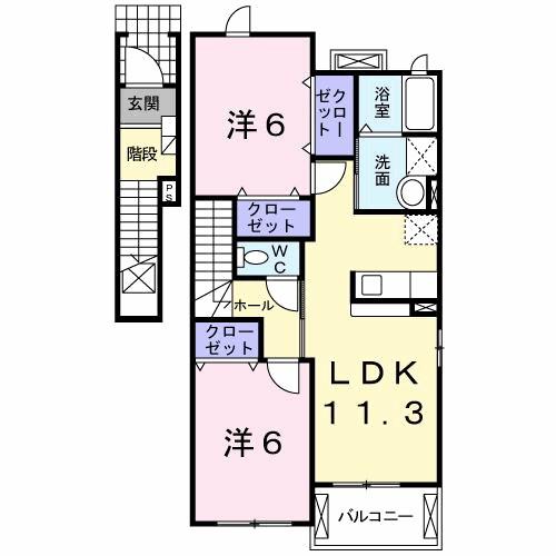 ソレイユ・ルヴァンⅡ(2LDK/2階)の間取り写真