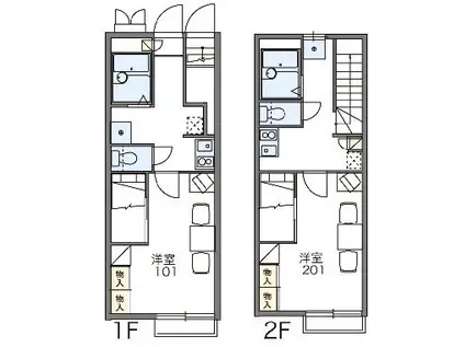 レオパレス枸橘(1K/1階)の間取り写真