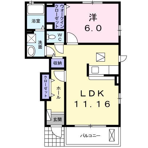 パラッツオ(1LDK/1階)の間取り写真