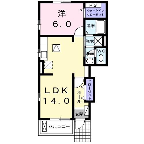 エスポワール・葵が丘(1LDK/1階)の間取り写真