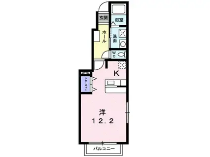 ニューバレー(ワンルーム/1階)の間取り写真
