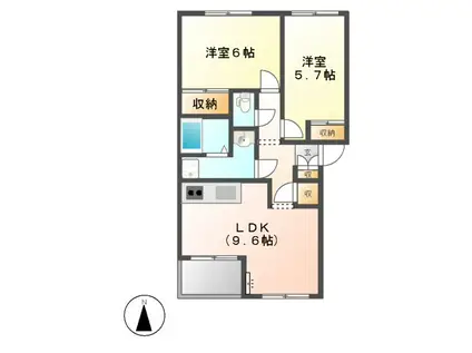 シティルミナス2(2DK/2階)の間取り写真