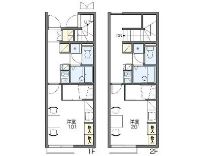 レオパレスサンハイツC(1K/1階)の間取り写真