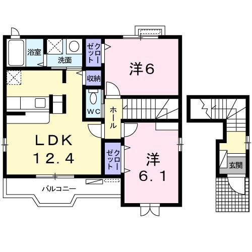 チェリッシュハウス(2LDK/2階)の間取り写真