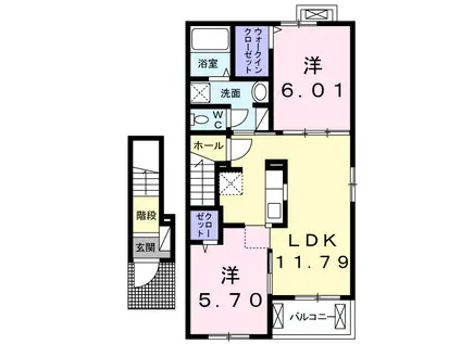 メゾン カンパーニュ Ⅱ(2LDK/2階)の間取り写真
