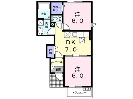 アミーチⅤ(2DK/1階)の間取り写真