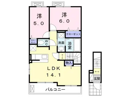 ルミナーレ(2LDK/2階)の間取り写真