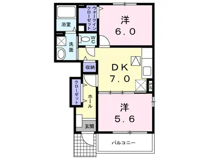 エテルノⅡ(2DK/1階)の間取り写真