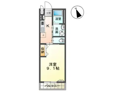 マウンテンフィールド(1K/2階)の間取り写真