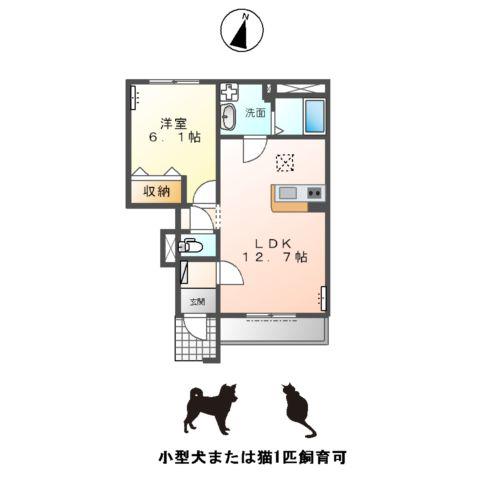 トゥルーグレイス Ⅲ(1LDK/1階)の間取り写真