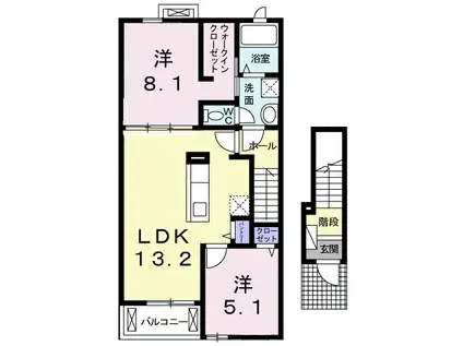 シュトラール(2LDK/2階)の間取り写真