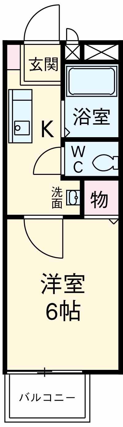 モンテピアⅡ(1K/2階)の間取り写真