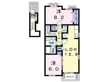 サン・ルーチェⅣ(2LDK/2階)の間取り写真