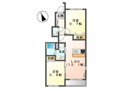 イグナルパーク(2LDK/1階)の間取り写真
