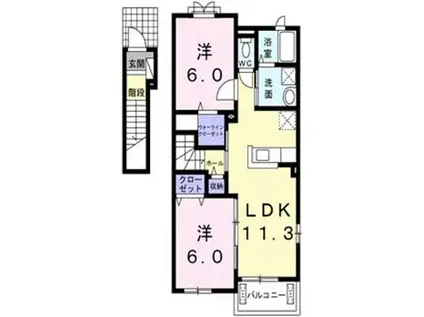 ノーブルレジデンス(2LDK/2階)の間取り写真