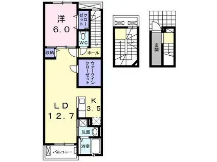 グラース・アビタシオンⅣ(1LDK/3階)の間取り写真