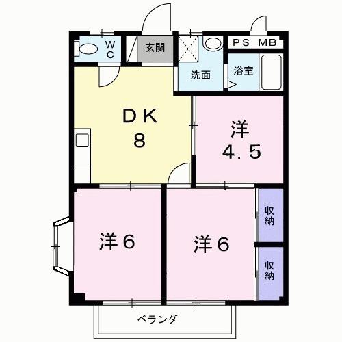 BELL CITY A(3DK/2階)の間取り写真