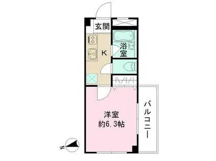 レオ五番館(1K/1階)の間取り写真