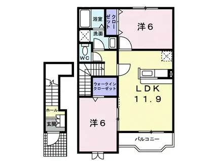 パークサイド水草(2LDK/2階)の間取り写真