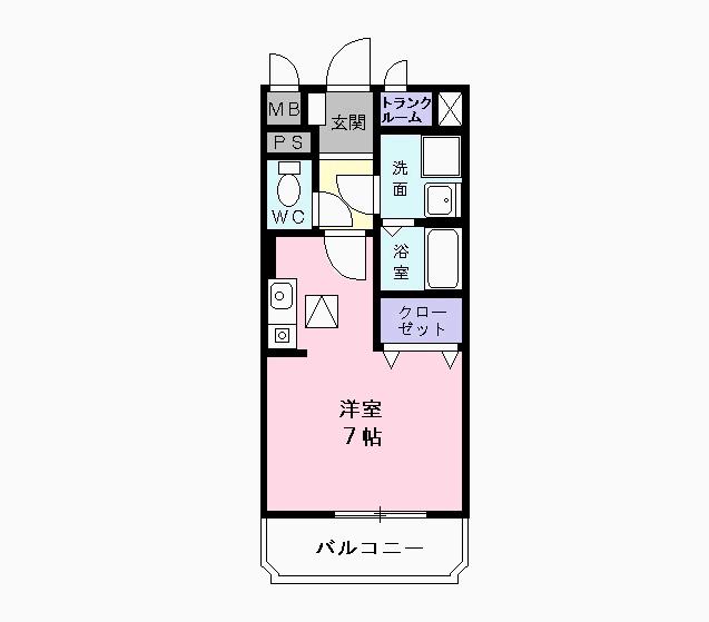 メゾン・ソレイユ(ワンルーム/1階)の間取り写真