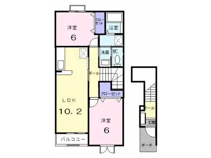 ソレアードⅢ(2LDK/2階)の間取り写真