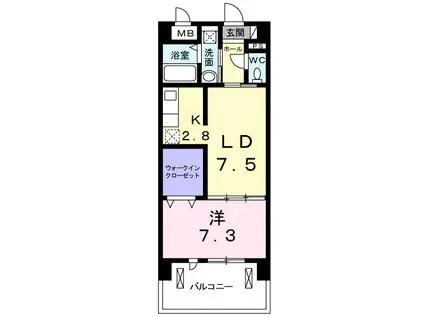 レイクサイド ホシノ Ⅰ(1LDK/3階)の間取り写真