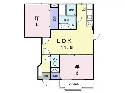 ブロードヒルⅡ(2LDK/1階)の間取り写真