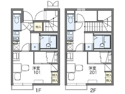 レオパレスソレーユ(1K/1階)の間取り写真