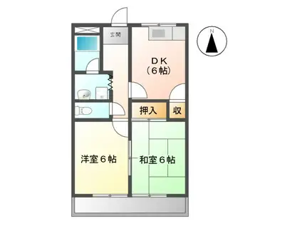 ベレックス(2DK/2階)の間取り写真
