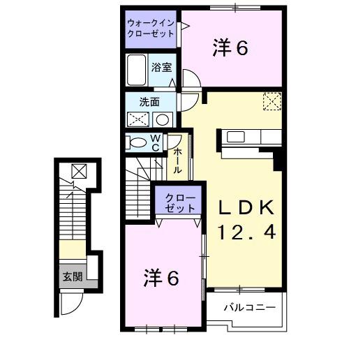 セブン・グロリアスⅣ(2LDK/2階)の間取り写真