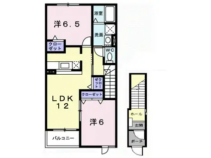 アヴニール ⅩⅢ(2LDK/2階)の間取り写真