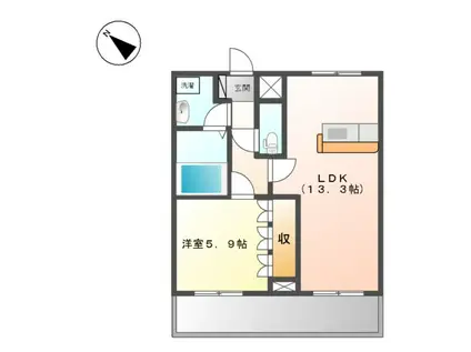 ピアリーハイム(1LDK/1階)の間取り写真